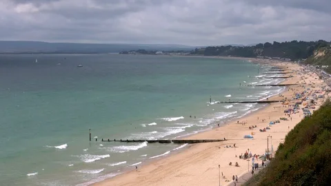 View of Bournemouth Beach, UK Stock Footage 118279419
