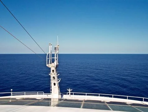 View from bow of cruise ship Stock Photos