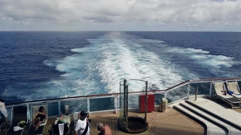 View of bow of MSC Seaview cruise ship in the middle of the Atlantic Ocean with Stock Footage 259324555