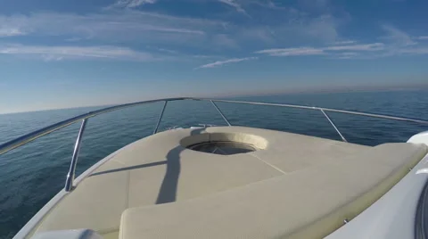 View of the bow of a pleasure boat navigating Stock Footage 60071062