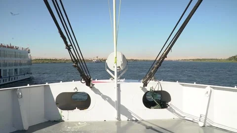 View from the Bow of a River Cruise Ship Stock Footage 311201349