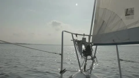 View from the Bow of a Sailboat Video stock 12522326
