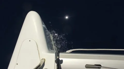 View of the bow of a sailing catamaran crossing the sea Stock-Footage 165040880