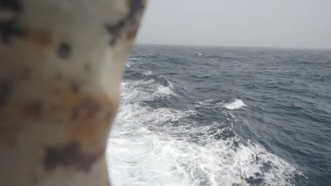 View from the bow of the ship to the ocean Stock Footage 153386000
