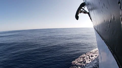 View from the bow of the ship to the ocean Stock Footage 153386082
