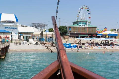 The view from the bow of the ship Stock Photos