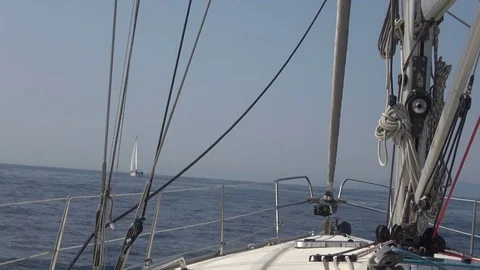 View from the Bow of the Yacht Stock Footage 80553464