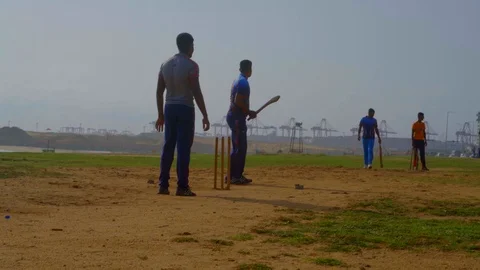 View of Boys playing baseball  Colombo, Sri Lanka Video stock 107536858