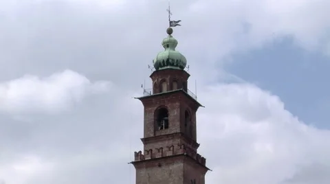 View of the Bramante Tower from Piazza Ducale square in Vigevano, PV, Italy Stock Footage 62349893