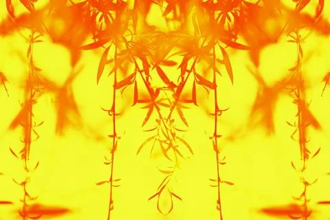 View of the branches of red willow developing in the wind on a yellow backgro Stock Photos