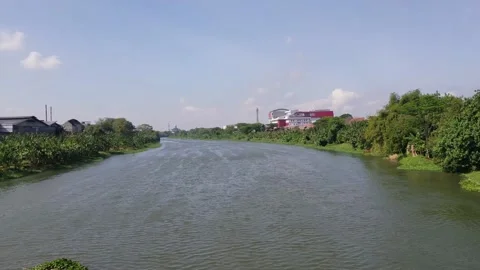 View of the Brantas river from the bridge Stock Footage 208858615