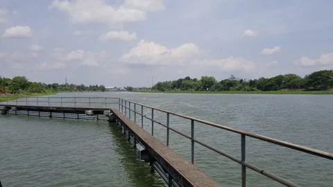 View of the Brantas river through Waru Turi weir Stock Footage 205464425