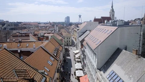 View of Bratislava from the tower of Michael's Gate Stock Footage 116037165