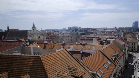 View of Bratislava from the tower of Michael's Gate Stock Footage 116037555