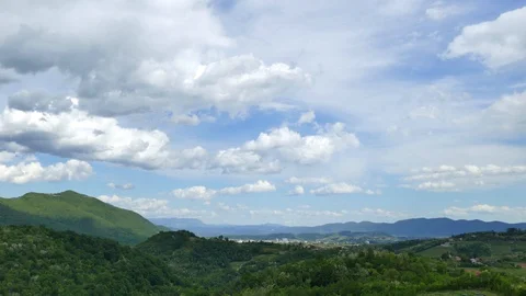 View from Brda region towards Nova Gorica, zoom-out, hyper lapse Stock Footage 130028539