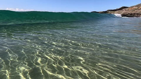 A view of a breaking wave at Sandy beach on the East side of Oahu. Stock Footage 252772961