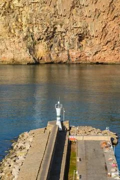 The view of the breakwater and the lighthouse at the Old Antalya Marina in .. Stock Photos