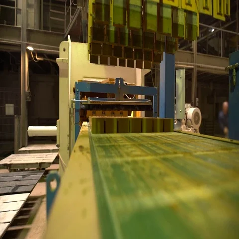 View of brick batches moving on conveyor belt Video stock 69692883