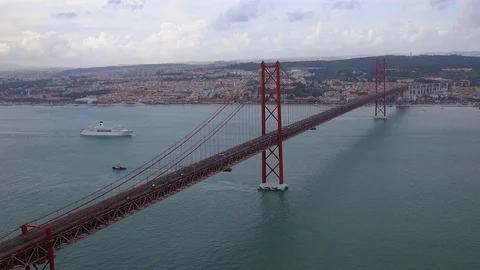 View on bridge of 25 April in Lisbon , Portugal Stock-Footage 88995387