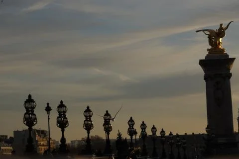 VIEW ON THE BRIDGE ALEXANDRE III Stock Photos