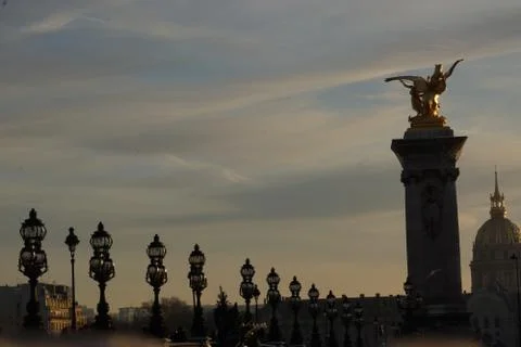 VIEW ON THE BRIDGE ALEXANDRE III Stock Photos