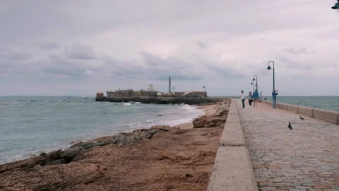 View of bridge and the beach at seaside Video stock 131252002