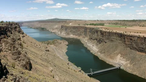 View of the Bridge and Crooked River on a Beautiful Sunny Day Stock Footage 141013282