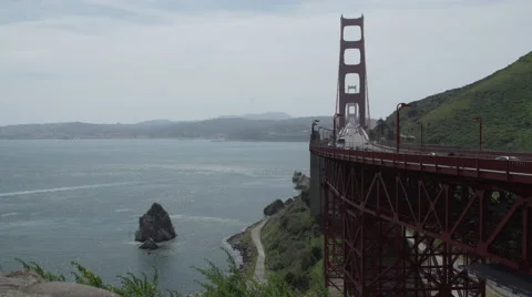 View of bridge and large rock Stock Footage 62615811