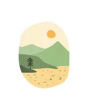 View of a bridge and a mountain at night line art badge patch pin graphic Stock Illustration