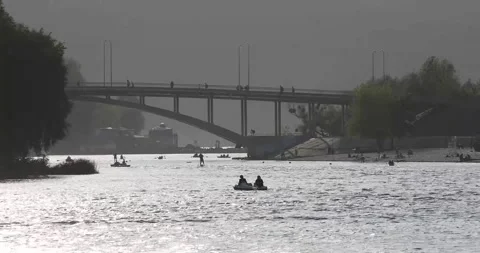 View of the bridge and the river Stock Footage 141264957