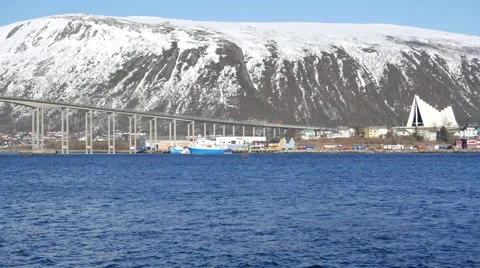 View of the bridge and the temple from the North Sea. Stock Footage 62484722