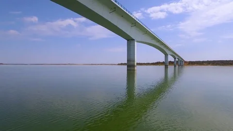 View on Bridge from Below of the Passing Yacht Stock Footage 85143701