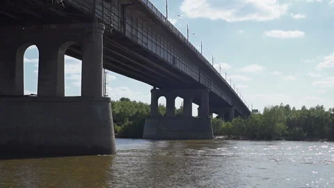 View of the bridge from below the river Stock Footage 113535186