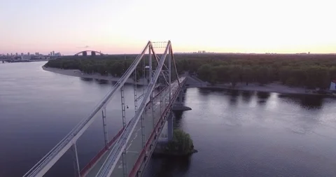 View of the bridge from the drone Stock Footage 90801786