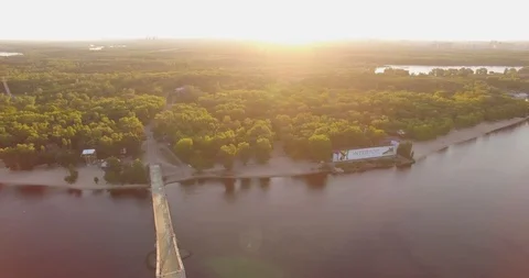 View of the bridge from the drone Stock Footage 90804307