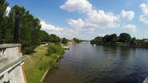 View from the bridge in Hampton Court Palace in Kingston, London Stock Footage 79932323