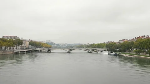 View of the bridge in Lyon Stock Footage 162767958