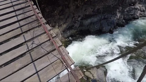 View From Bridge, Mekong River Rapids, Don Khon island, Si Phan Don, Laos Stock Footage 282046703