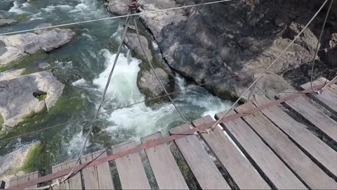 View From Bridge, Mekong River Rapids, Don Khon island, Si Phan Don, Laos Stock Footage 282048267