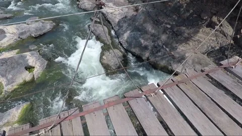 View From Bridge, Mekong River Rapids, Don Khon island, Si Phan Don, Laos Stock Footage 282048356