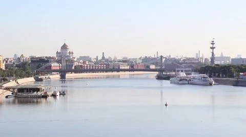 View from the bridge on Moscow River Video stock 60272457