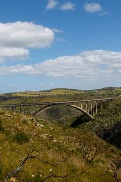 View of the bridge with the mountain in the background Stock Photos