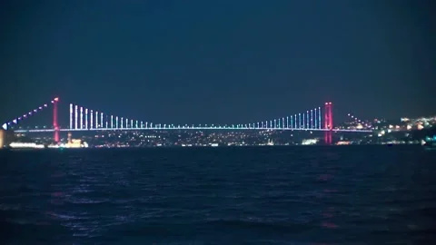 View on bridge at night (Turkey) Stock Footage 147350326