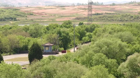 View of the bridge of no return between North and South Korea Video stock 130943302