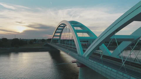 View of bridge over danube river Stock Footage 216884401