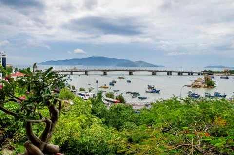 View of the bridge over the Kai River, Nha Trang City, East Sea, islands Stock Photos