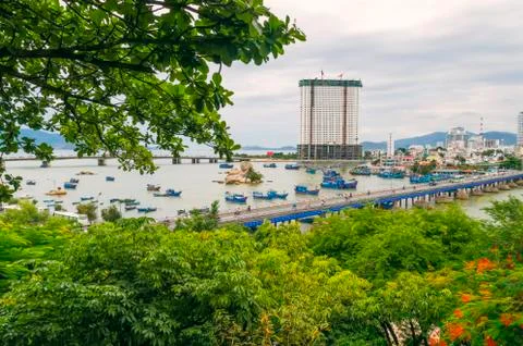 View of the bridge over the Kai River, Nha Trang City Stock Photos