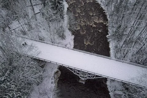 View of bridge over rapids. Stock Photos
