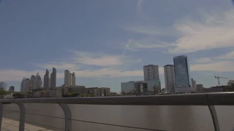 View from a bridge over the river in the City of Buenos Aires. Stock Footage 126361064
