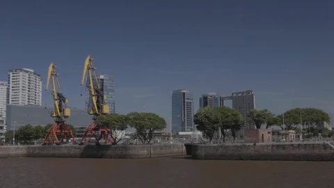 View from a bridge over the river in the City of Buenos Aires. Stock Footage 126362324